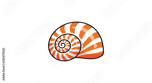 Obraz na płótnie Striped nautilus shell illustration with a white background featuring a spiral f