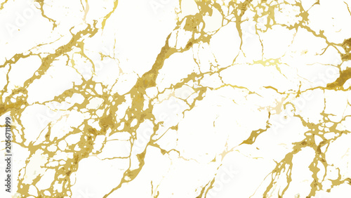 Tableau sur toile Gold marble pattern with white background a detailed veined texture for design a