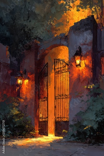 Golden Gates Opening to Warm Light for Jewish New Year Rosh Hashanah