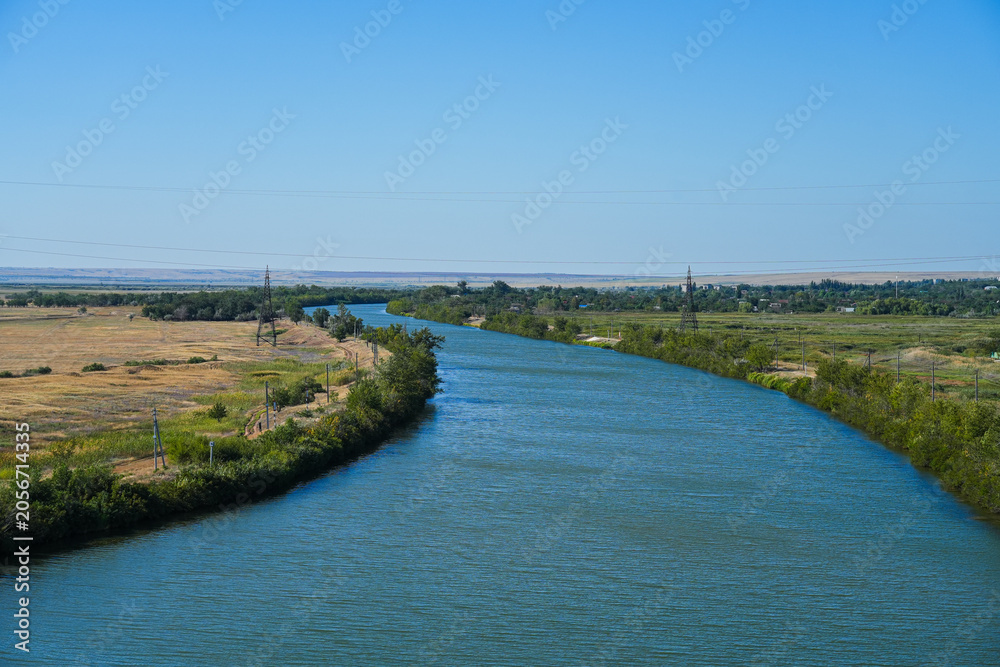 Fototapeta premium A peaceful river on a summer day.