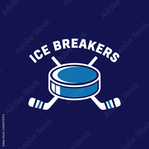 Hockey Puck And Sticks Ice Breakers Logo Design