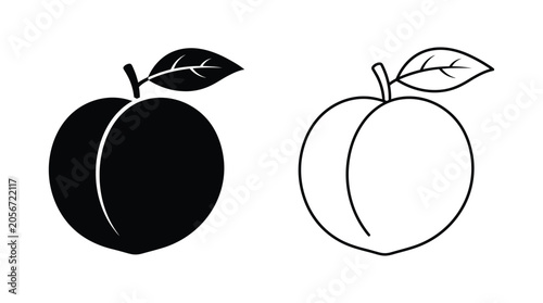Foto Plum Fruit Illustration Black And White Line Art Design
