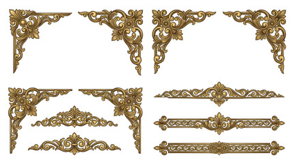 Vintage Ornate Decorative Elements and Separators - Golden Flourishes