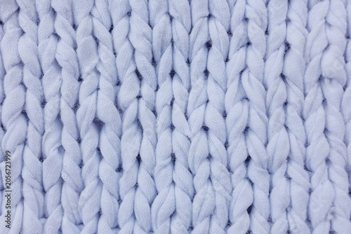 Cuadro en lienzo Light blue chunky knit fabric texture with large visible stitches