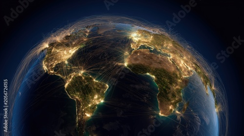 Earth glows from city lights at night