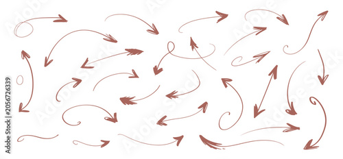 Foto Hand drawn arrows and swirls reddish brown vector illustration