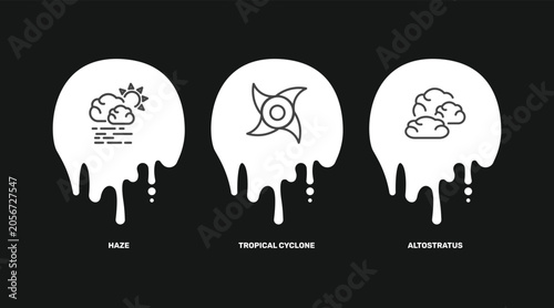 Фотография weather icon set with haze, tropical cyclone, altostratus signs in flat outline