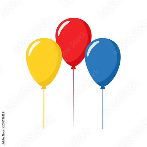 Three colorful balloons floating