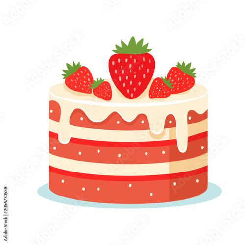 Cartoon strawberry cake with candle