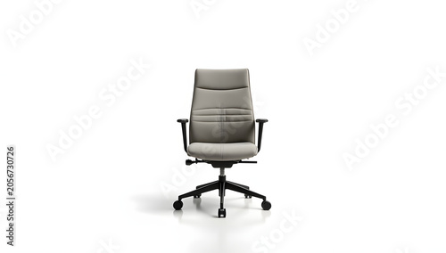 Executive Office Chair: A modern and comfortable executive office chair with a grey leatherette seat and back, adjustable height, and swivel base. Perfect for any professional workspace.