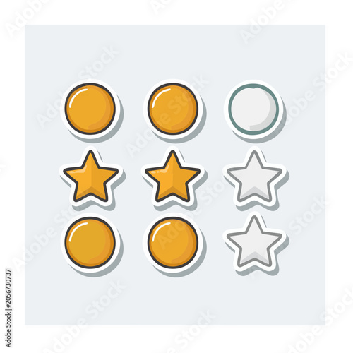 Flat design sun and star icons on transparent background