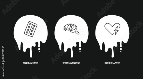 Tablou pe pânză health and medical icon set with medical strip, ophthalmology, defibrillator sig