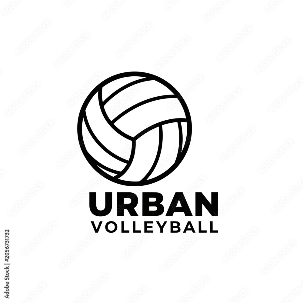 Fototapeta premium Modern Urban Volleyball Logo Design With Stylized Ball And Bold Text