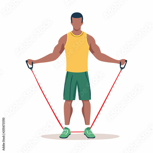 Man Exercising with Resistance Band