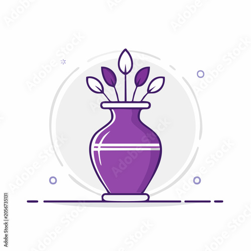Purple vase with leaves illustration