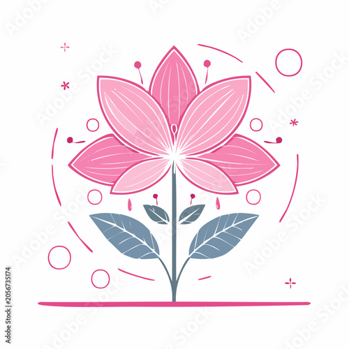 Stylized Pink Lotus Flower Illustration