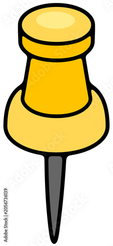 Pushpin, flag pin, thumbtack for office board. Memo fixing, map location marker and gps pointer, illustration