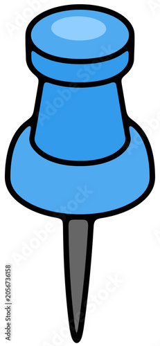Pushpin, flag pin, thumbtack for office board. Memo fixing, map location marker and gps pointer, illustration