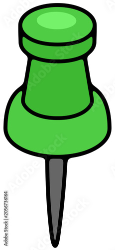 Pushpin, flag pin, thumbtack for office board. Memo fixing, map location marker and gps pointer, illustration