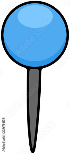 Pushpin, flag pin, thumbtack for office board. Memo fixing, map location marker and gps pointer, illustration