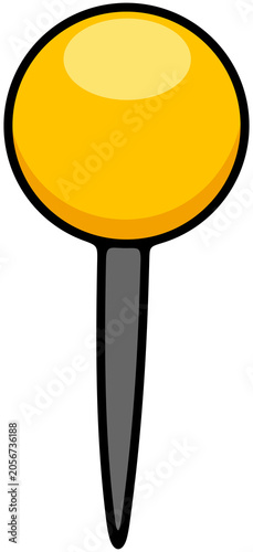 Pushpin, flag pin, thumbtack for office board. Memo fixing, map location marker and gps pointer, illustration