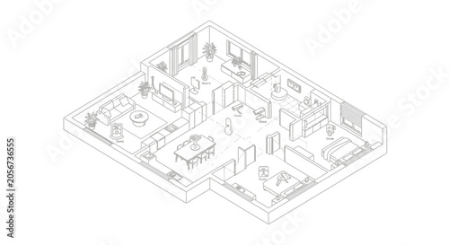Detailed floor plan of modern office.