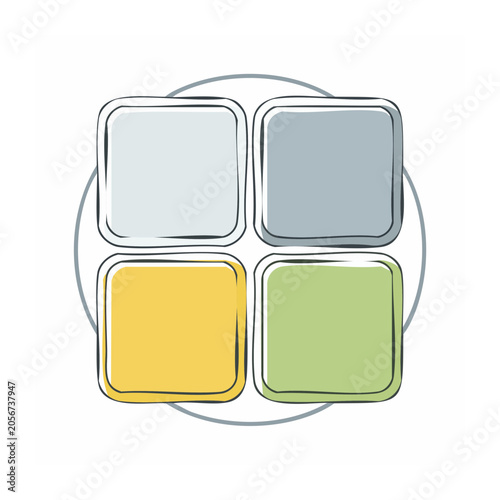 Flat design vector of four smartphones in grid