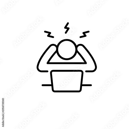 Stressed Employee Working on Laptop Icon