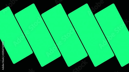 Multiple Green Screen Vertical Panels Expanding Animation on Black Background Motion Graphics Mockup
