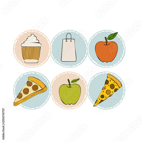 Flat design coffee beans and fruits vector set