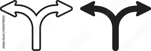 Принти на полотні Split Icon Branching Path Symbol with Divided Direction Arrows, Workflow Separat
