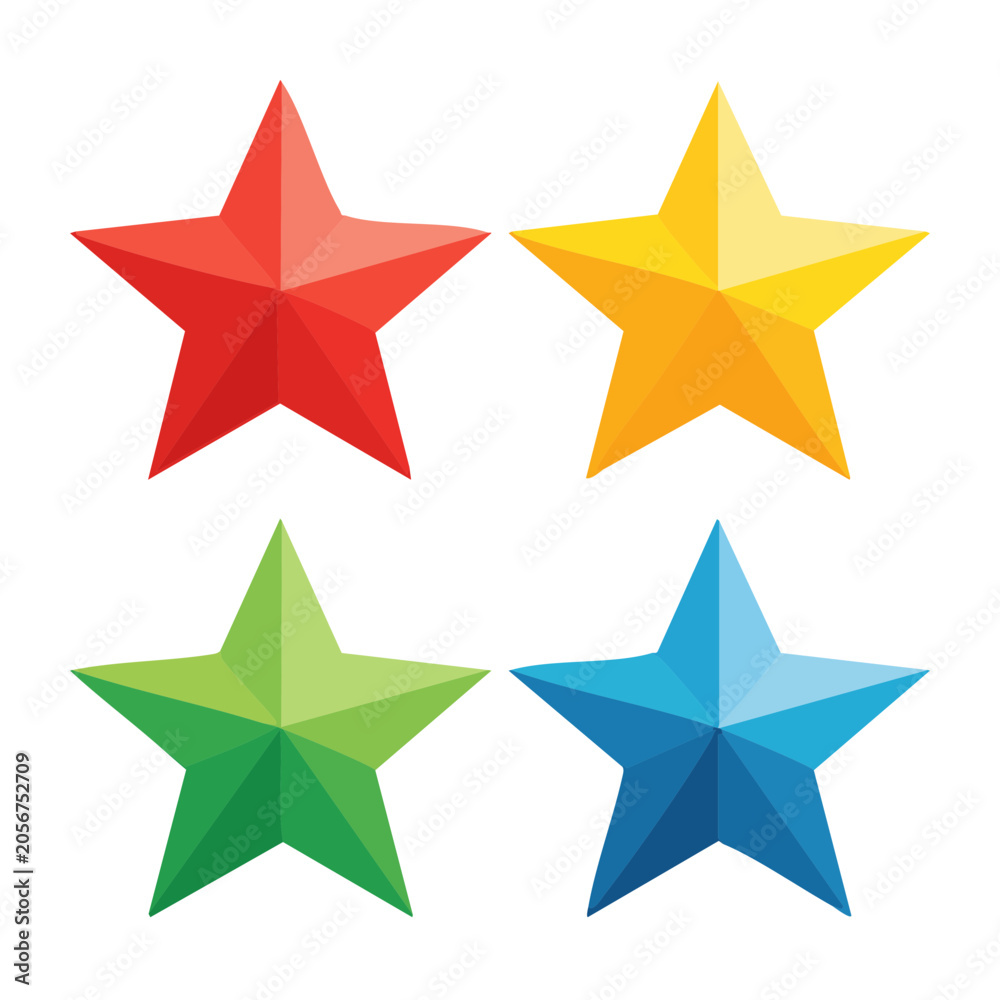 Obraz premium Four colorful stars on white background