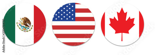 Foto Three host nation flag Maxico, USA, Canda featuring world cup 2026