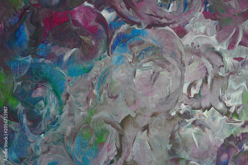 Textured Abstract Painting in Purple and Blue Tones