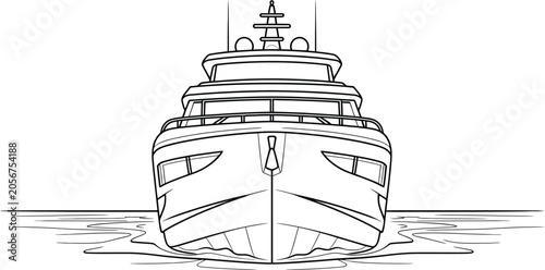 Bild auf Leinwand Luxury yacht bow, nautical vector illustration, boat front view, sailing vessel