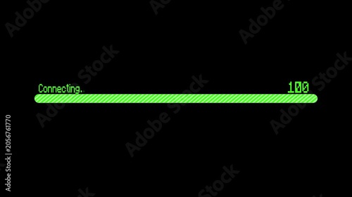 Finished digital progress bar with connecting text and complete percentage