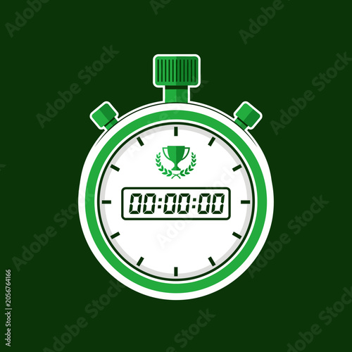 Winning Time Green Stopwatch Sports Victory Champion Trophy Concept Modern Graphic Illustration