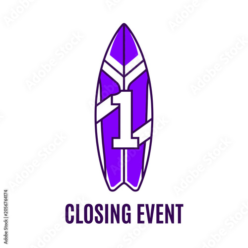 Winning Surfboard Illustration Celebrating A Grand Closing Event Victory