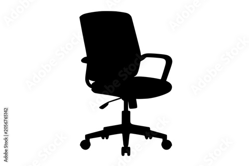 the black silhouette of an office chair on a white background ,black, chair, office chair, silhouette 