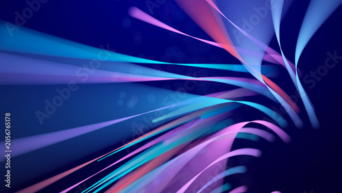 Abstract glitter particles in dark space. Network data transfer concept. 3D rendering.