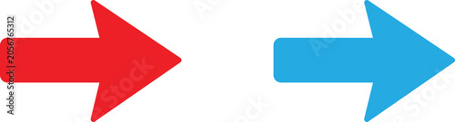 Schilderij op canvas Red and blue arrow icons pointing to the right side