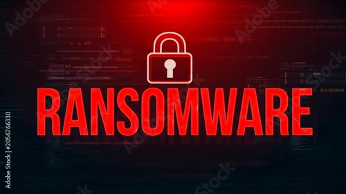 Cybersecurity alert: ransomware threat with red lockdown animation sequence
