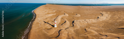 Konstfotografi Aerial view of Fangar Lighthouse surrounded by coastal sand dunes and Mediterran