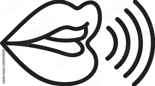 Minimalist illustration of speaking lips icon