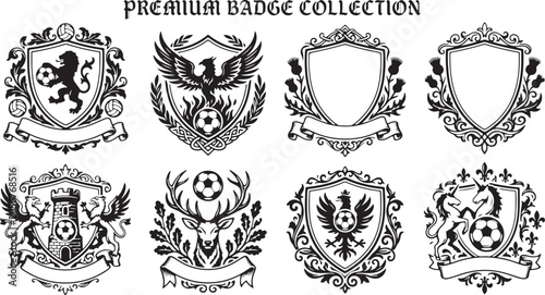 Vintage Heraldic Lion Crest with Swirls and Banner Illustration