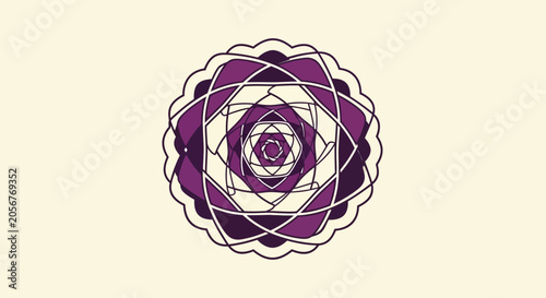 Intricate Geometric Illustration Featuring Purple Hues and Artistic Circular Pattern