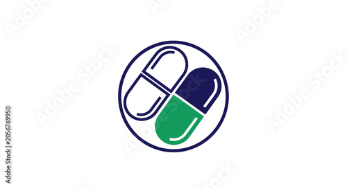 Medical Capsules Symbolized Within a Circle Representing Pharmaceutical Innovations Healthcare
