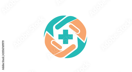 Medical Care Symbol Depicting Compassionate Aid and Healthcare Collaboration Logo Design