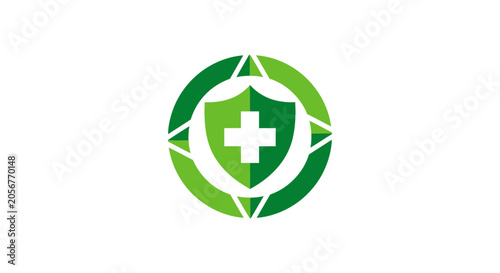 Medical Cross Shield Symbol Compass Logo Design For Healthcare and Clinic