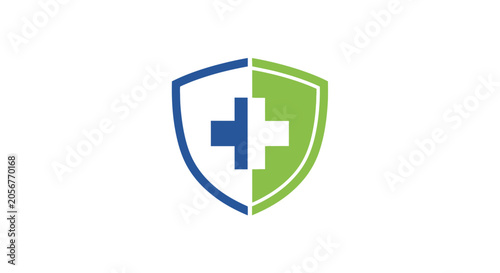 Medical Cross Shield Symbolizing Protection, Safe Health and Healthcare Concepts